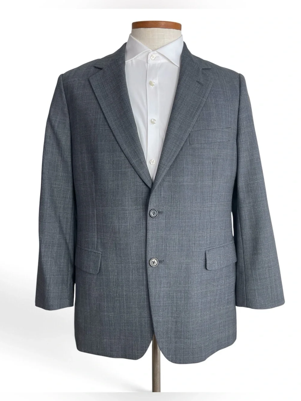 Brooks Brothers 346 Stretch Wool Blazer Gray Blue Plaid Sport Coat Jacket Sz 42S